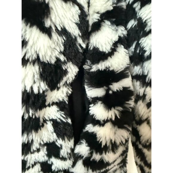 Vintage Black & White Faux Fur Houndstooth Swing Coat Jacket S/M - Picture 2 of 5